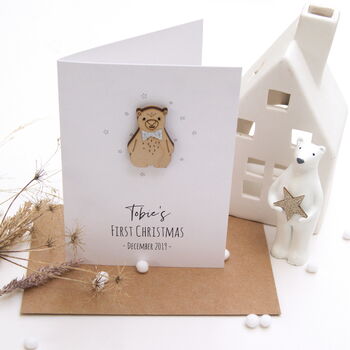 Personalised Babies First Christmas Bert Bear Card, 2 of 6