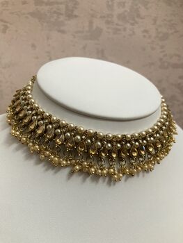Antique Indian Kundan And Pearl Choker Set, 3 of 7
