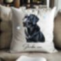 Personalised Black Labrador Hearts Cushion Cover Gift, thumbnail 1 of 2