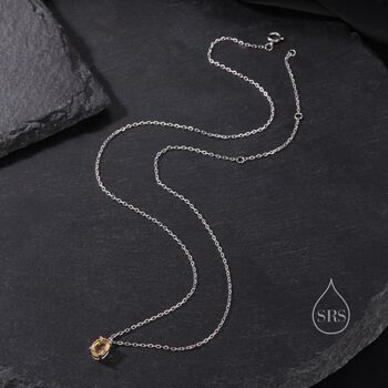 Extra Tiny Genuine Citrine Crystal Pendant Necklace, 7 of 11