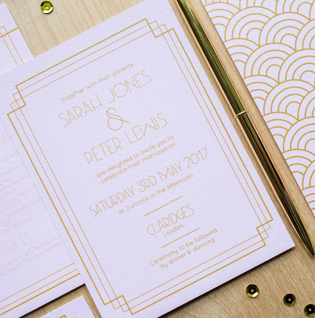 Art Deco 1920's Wedding Invitations By Sincerely May