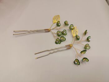 Emerald Green Bridal Hair Pin, 4 of 12