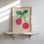 Cherry Poster, Cherry Illustration, Mid Century Print, thumbnail 3 of 10