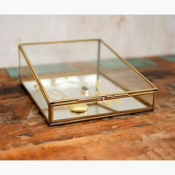 Large Antique Brass Jewellery Display Box, 2 of 4