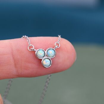 Tiny Opal Trio Pendant Necklace, 8 of 12