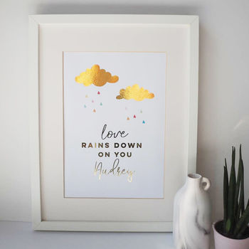 Love Rains Down Personalised Gold Foil Print, 2 of 5