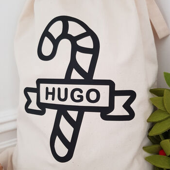 Personalised Christmas Candy Cane Sack, 2 of 3