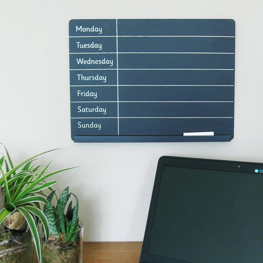 chalkboard weekly planner by the den & now