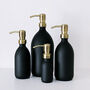 Matt Black Glass Bottle With Brushed Gold Metal Pump, thumbnail 3 of 9