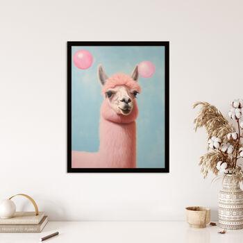 Bubblegum Lama Pastel Pink Blue Fun Kids Wall Art Print, 4 of 6