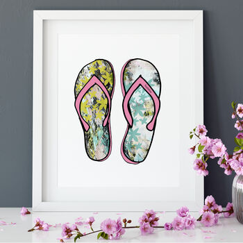 Pink Beach Sandals Print, 2 of 6