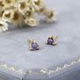 Sterling Silver Tiny Trillion Cut Amethyst Purple Cz Stud Earrings, thumbnail 5 of 11