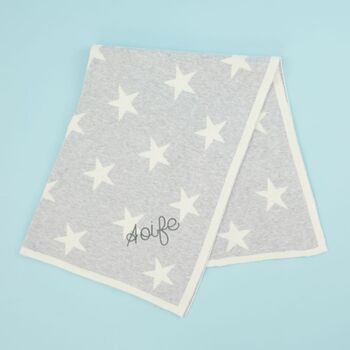 Personalised Grey Star Intarsia Blanket, 5 of 6