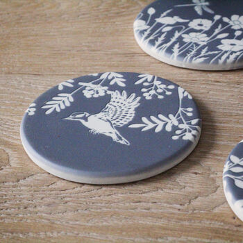 Round Grey And White Meadow Coasters, 2 of 3