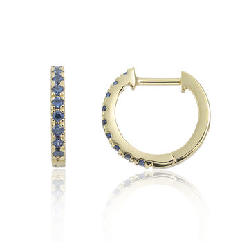 Dovehouse Gold Plated And Blue Zirconia Hoop Earrings, 3 of 4