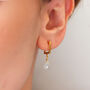 Square Earrings With Gem Stone Drop, thumbnail 4 of 9