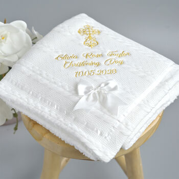 Personalised Christening Blanket With Bow, 5 of 12