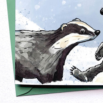 Santa Claws Christmas Badger Pun Card, 2 of 4