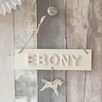 Personalised Name Sign Door Plaque With Unicorn, 4 of 5