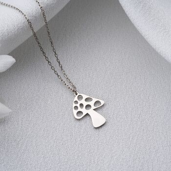 Sterling Silver Mushroom Necklace, 3 of 9