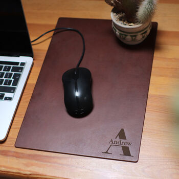 Personalised Name Initial Vintage Leather Mouse Pad, 4 of 12