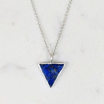 The Triangle Lapis Lazuli Gemstone Necklace, Silver, 2 of 6