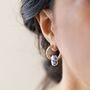 Blue Willow Bead Hoop Earrings In Gold Plating, thumbnail 1 of 3