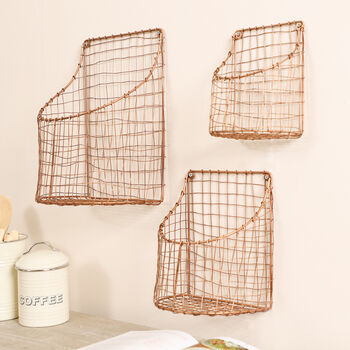 Three Wall Mounted Copper Home Storage Baskets, 3 of 10