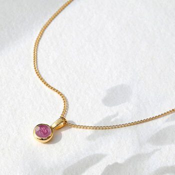 July Birthstone Ruby Silver/Gold Plated Charm Necklace, 2 of 12