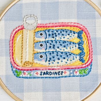 Sardines Embroidery Hoop Kit, 2 of 4