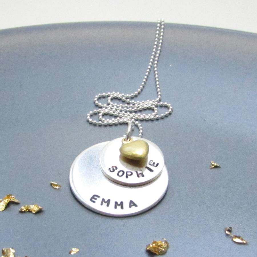 Silver Discs Name Necklace By Ali Bali 