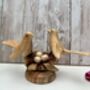 Wooden Bird Ornament Love Birds On Nest With Mushroom, thumbnail 5 of 9