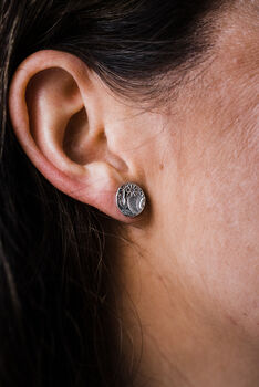 Sterling Silver Textured Circle Studs, 7 of 9