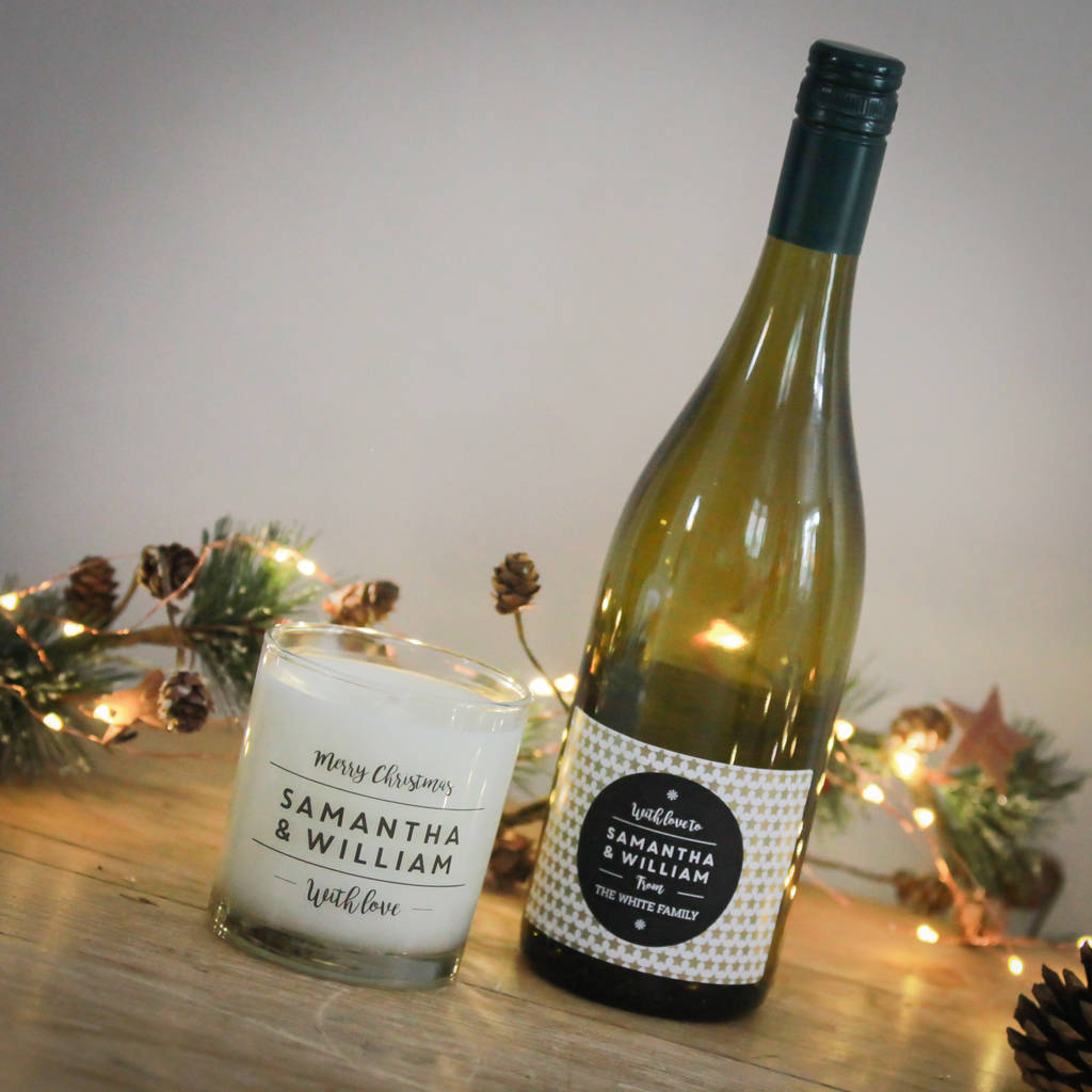 Personalised Wine And Fragranced Candle Gift Set By Intervino