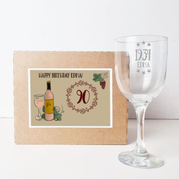 Personalised 90th Birthday Engraved Wine Glass Gift, 2 of 8