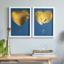 Two Hearts Personalised Metallic Map Pair Of Prints, thumbnail 3 of 7