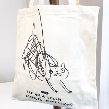 Canvas Abstract Cat Tote Bag For Friends, 6 of 6