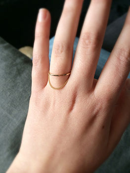 Solid Gold Slim Ring With Chain Detail, 4 of 8