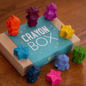 Set Of Nine Gift Boxed Robot Shaped Wax Crayons, 3 of 5