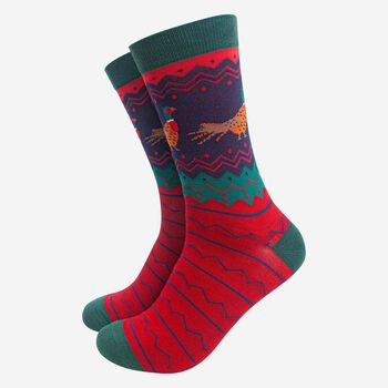 Men's Bamboo Socks Fair Isle Pheasant, 2 of 5