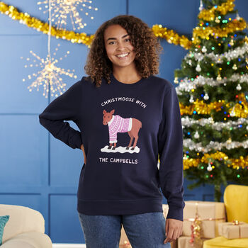 Personalised Cotton Moose Family Adult Christmas Jumper, 2 of 6