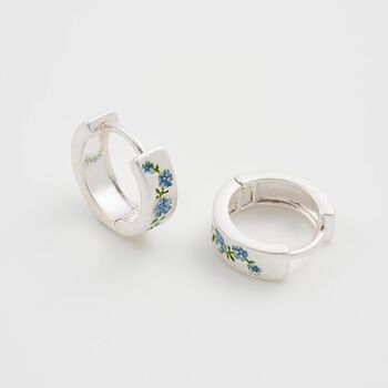 Forget Me Not Mini Hoop Earrings Silver, 3 of 8