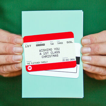 Personalised Train Ticket Christmas Card, 2 of 5