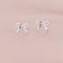 Gift Bag 18th Sterling Silver Bow Earring, thumbnail 2 of 5