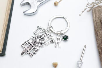 Motorbike Personalised Skeleton Keyring Biker Gift, 4 of 8