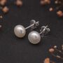 Sterling Silver White Freshwater Pearl Stud Earrings, thumbnail 3 of 9