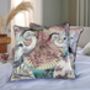 Sakura Sunshade Japanese Parasoles With Crane Birds Luxury Velvet Square Cushion, thumbnail 1 of 6
