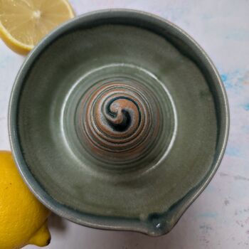 Handmade Ceramic Lemon Squeezer Blue/Green, 2 of 6