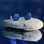 Sapphire Blue Small Round Glass Stud Earrings, thumbnail 2 of 12
