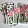 Romantic Linocut Tulip Notecards Set Of Eight, thumbnail 5 of 6